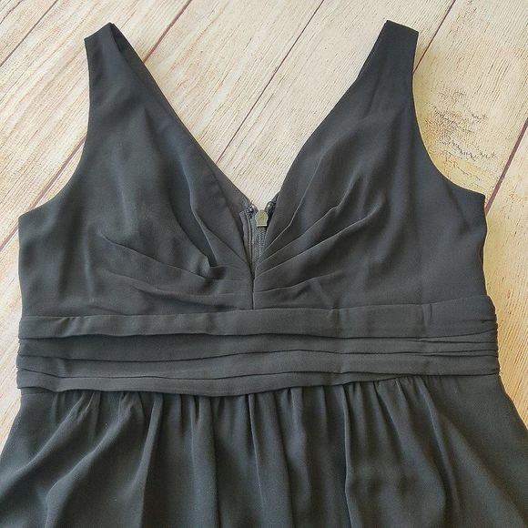 Lulus ruched double V chiffon floor length gown sz M - Picture 10 of 12